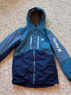 Hurley Boy’s Two-Tone Blue Hooded Ski Jacket